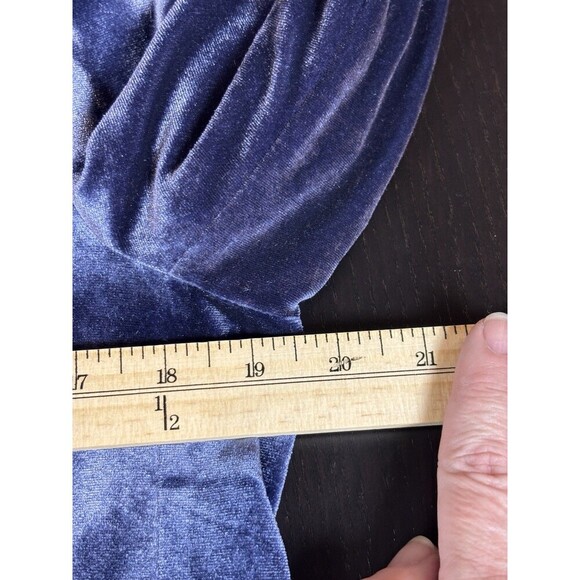 H Halston Velvet Blazer Blue Purple Medium One Button Stretch Pockets - Picture 6 of 11